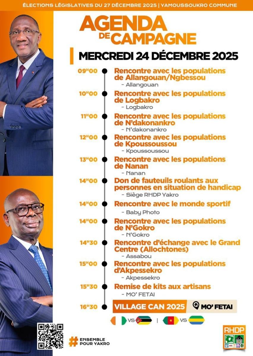 Agenda du 24 Décembre 2025
